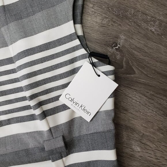 Calvin Klein * Grey White Stripe Shift Dress NEW - Picture 6 of 10